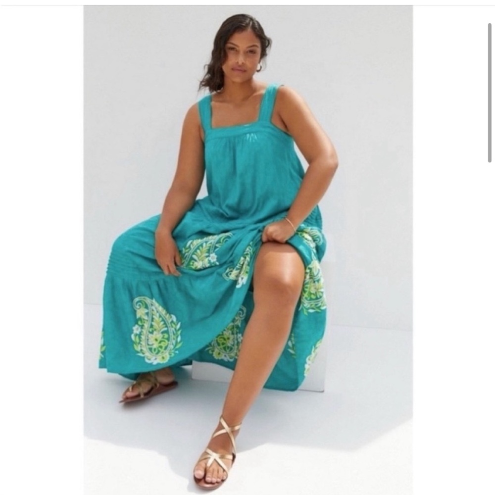 Anthropologie Felicity Embroidered Maxi Dress